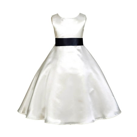 Ekidsbridal Formal Satin Ivory A-Line Flower Girl Dress Bridal Bridesmaid Wedding Pageant Toddler Recital Easter Summer Reception Communion Graduation Baby Baptism Special Occasions 821s