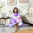 thumbnail image 4 of Wearable Blanket,Purple Butterfly Lavender Pattern Hooded Wearable Flannel Blanket for Adults & Teens,Winter Poncho Shawl Wrap Cape Cozy Anti-Pill,60"x80", 4 of 5