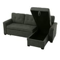 thumbnail image 3 of Benjara Elliot 84 Inch Sleeper Sectional Sofa with Storage Chaise, Dark Gray Fabric-Color:Dark Gray,Material:Linen, 3 of 8