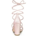 thumbnail image 4 of BLISSFUL STEP Women's Open Toe Strappy Lace Up Block Heel Sandals, 4 of 7