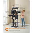 thumbnail image 5 of 69 Inch Tall Cat Tree Tower for Indoor Cats, Multi-Level Cat Condo with 2 Caves, 2 Baskets, 5 Scratching Posts, Self-Groomer, Perch, and Hammock, Dark Gray, 5 of 7