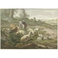 thumbnail image 2 of Wybrand Hendriks 18x14 Black Ornate Wood Framed Double Matted Museum Art Print Titled - Bokken and Sheep in a Hilly Landscape, After Nicolaes Pietersz. Berchem (1754 - 1831), 2 of 5