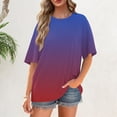 thumbnail image 4 of NAMTYQX Womens Hawaiian Shirt Stylish Casual Plus Size Light Scoop Neck Graphic Loose Short Sleeve Cute Purple Size 2XL, 4 of 5