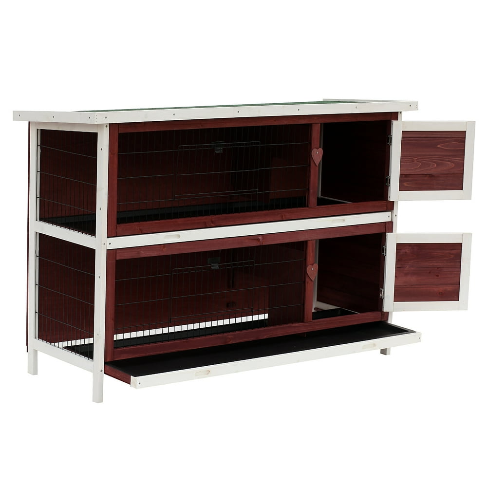 PawHut 54" 2Story Weatherproof Stackable Elevated Wooden Rabbit Hutch