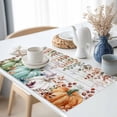 thumbnail image 3 of Fall Orange White Pumpkin Placemats Set of 12 Thanksgiving Eucalyptus Leaves Wood Grain Heat Insulated Linen Place Mats, Washable Stain-Proof Table Mats for Dining Tables Holiday Decor 13x19inch, 3 of 9