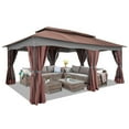 thumbnail image 6 of HOTEEL 12'x20' Heavy Duty Outdoor Gazebo, Patio Gazebo Waterproof Large Party Tent & Shelter with Double Roofs, Mosquito Nettings and Privacy Screens for Backyard, Garden, Lawn, Brown, 6 of 12
