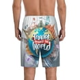 thumbnail image 4 of Lsque Travel Around The World Mens Sleep Pajama Shorts,Short Pajama Pants, Cotton Ultra-Soft Knit-3X-Large, 4 of 9