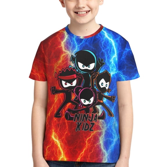 Ninja Kidz Boys Girls T Shirt Kids Short Sleeve Crewneck 3d Printed Graphic Shirts For Kids Youth X-Small
