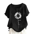 thumbnail image 1 of T-Shirt Col Rond à Manches Courtes à Imprimé Tournesol pour Femme, 1 of 2