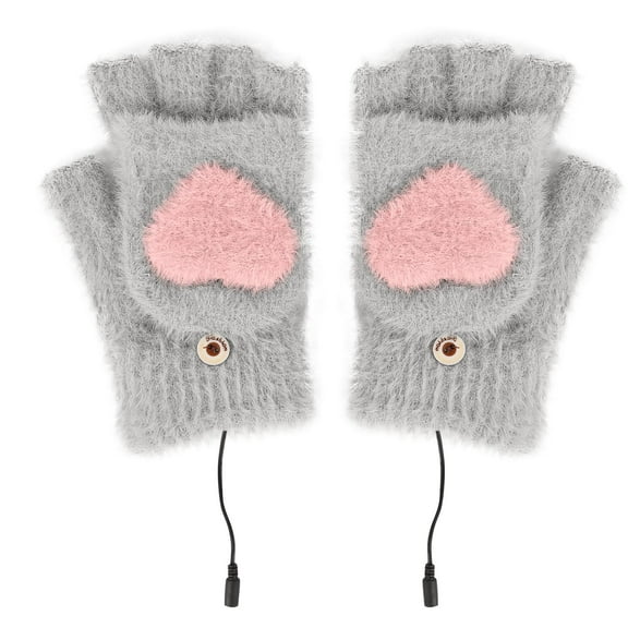 ZACPNCV Heated Gloves for Winter Gloves Heated And Warm Gloves All Finger Adjustable Temperature Heating Gloves Removable And Washable Gray