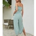 thumbnail image 4 of Conjunto de top sin tirantes con hombros descubiertos y pantalones de pierna ancha, verde, talla L: elegante y estilizador de verano, 4 of 6