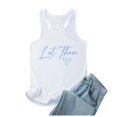 thumbnail image 1 of Camiseta sin mangas informal para mujer: camiseta sin mangas de cuello redondo con estampado de letras veraniego y corte holgado para ocasiones informales., 1 of 5
