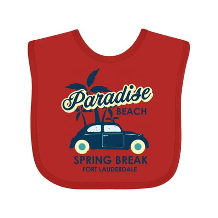 

Inktastic Paradise Beach Spring Break Fort Lauderdale with Palm Trees and Car Gift Baby Boy or Baby Girl Bib