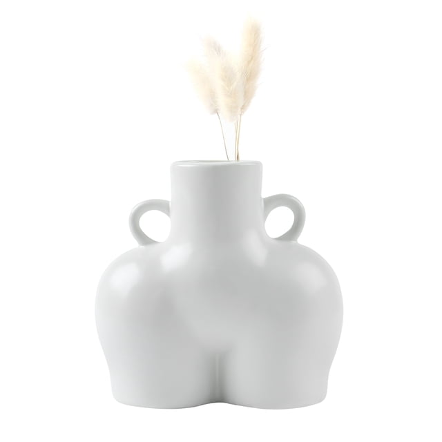 TheFound Vase en Céramique en Forme de Corps Humain Conteneur de Plantes de Bureau Poignée en Anneau