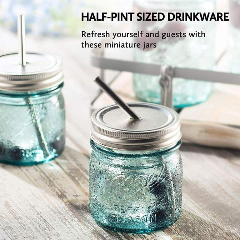 Ball Mason Jars 16 oz Regular Mouth Turquoise Colored Glass Bundle with Non  Slip Jar Opener