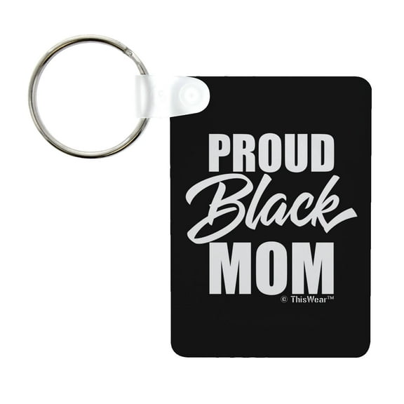 ThisWear New Mom Gifts for Mom Proud Black Mom Aluminum Rectangle Keychain