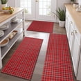 thumbnail image 2 of Red Christmas Plaid Pattern Kitchen Rugs Sets Of 3,Kitchen Runner Rugs Non Skid Washable,Decorative Kitchen Floor Mats for Kitchen,Sink,Laundry,17"x30"+ 17"x47" + 17"x59", 2 of 6