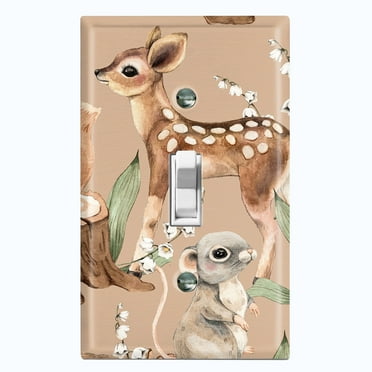 Metal Light Switch Plate Cover Cute Forest Animals Squirrel Mouse ANM015