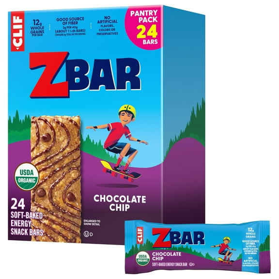 Zbar - Chocolate Chip ESF27 - Soft-Baked Energy Snack Bars - Non-GMO - 12g Whole Grains - USDA Organic Granola Bars (24 Pack)