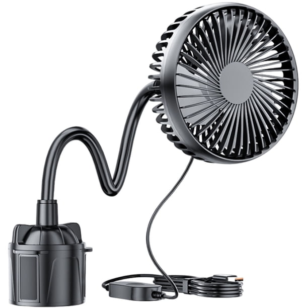 Pisexur Accesorios para coches, Electrónica para cochesVentilador USB para coche con 3 velocidades, base ajustable, cuello de cisne giratorio de 360 grados, para coche y camión.