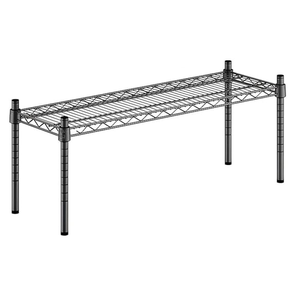 12" x 36" x 14" Black Epoxy Wire Storage Shelf, Dunnage Rack, 1 Tier Small Shelf