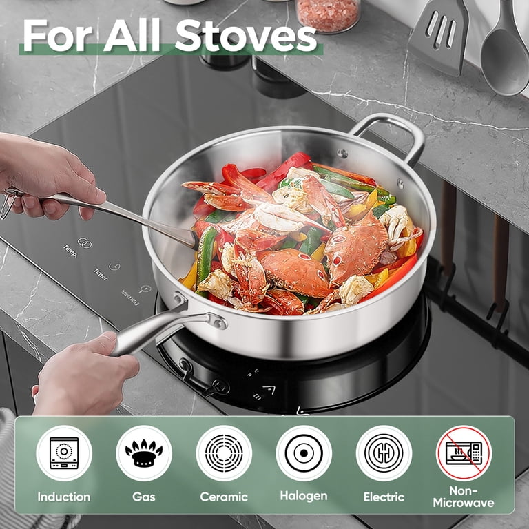 Walchoice 12-Inch Tri-Ply Stainless Steel Saute Pan photo 7