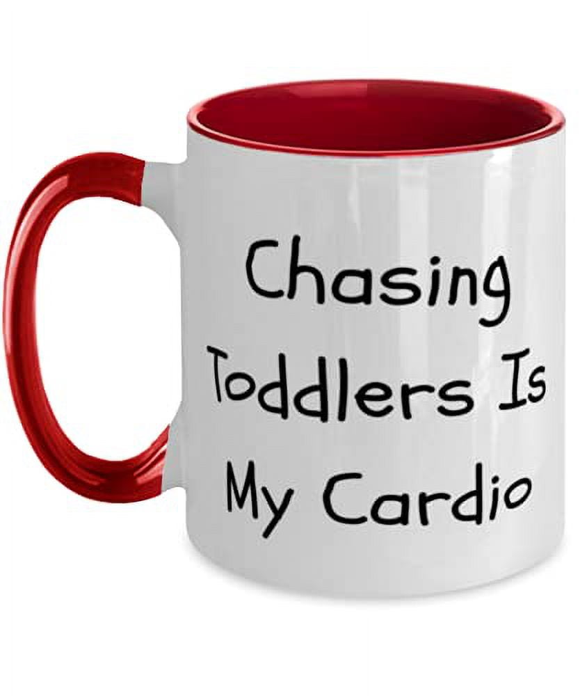 Chasing Toddlers Is My Cardio Mom Two Tone 11oz Mug, Sarcastic Mom Gifts, Cup Fo