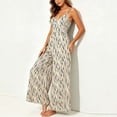 thumbnail image 5 of Vynhevius Women's Striped Print Cami Jumpsuit V Neck High Waist Wide Leg Pockets One Piece, 5 of 7