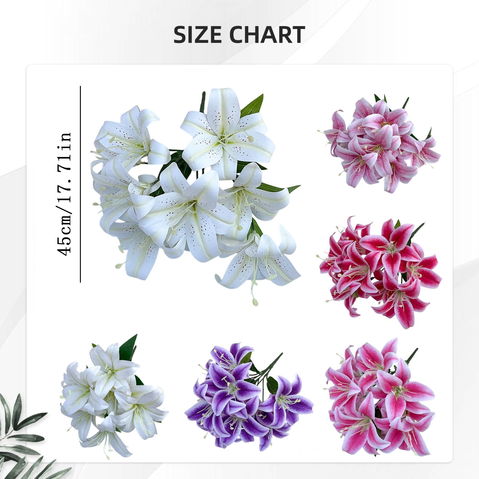 ERTZAE Balcony Flower Decor,Cool Color Lily Stems,Event Hall Lilies,Faux Lily Stems,Decorative Lily Bouquet,Pink 10-Head Artificial Lily Bouquet 18Inch,Realistic Flower Stem for Vase Decor