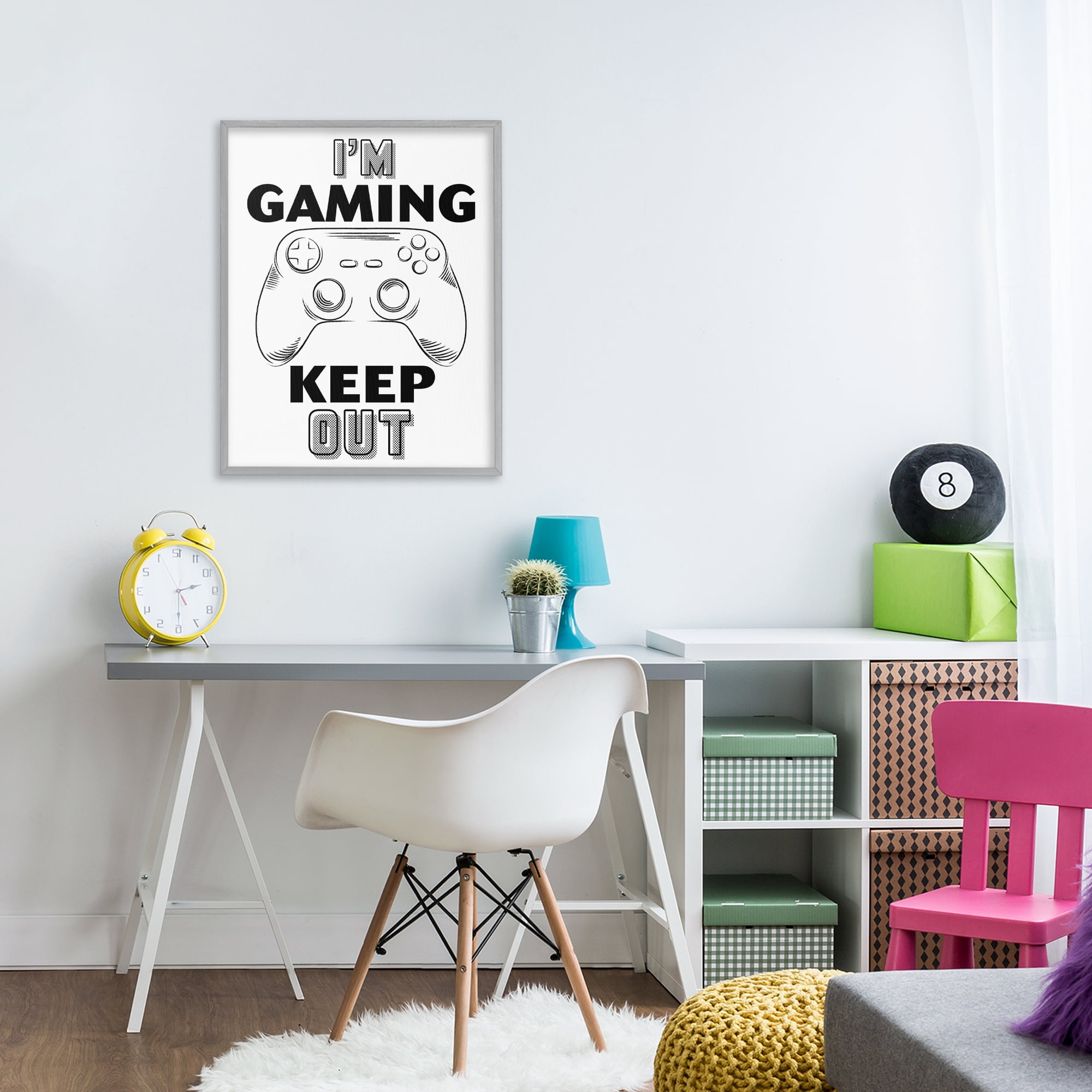 Stupell Industries Gaming Keep Out Gray Framed Giclee Art, design by Marcus Prime
