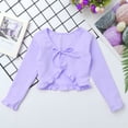 thumbnail image 3 of JanJean Kids Girls Basic Ballet Dance Gymnastics Performance Cardigan Top Warm-up Shrug Sweaters Light Purple 110, 3 of 7