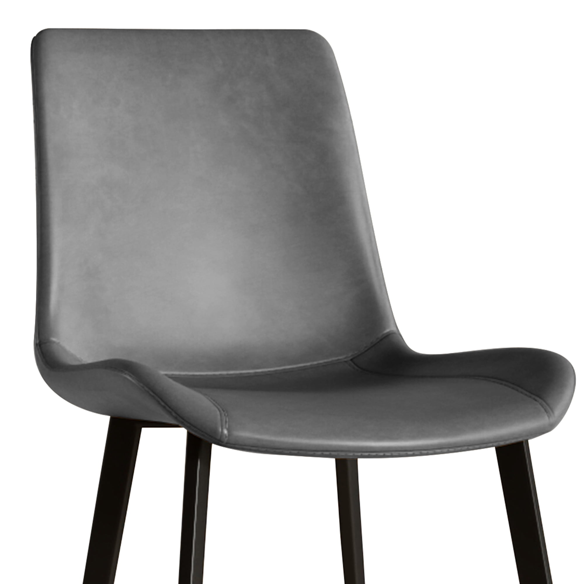 Dining Chairs Set of 4, Modern PU Leather Upholstered Chairs with Metal Legs, Gray Kitchen Dining Room Side Chairs, Comfortable Stackable Design for Home & Office