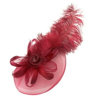 Chic Headwear Large Peacock Feather Rose Fascinator - Burgundy