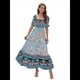 thumbnail image 1 of Vestido Informal, Fluido, con Estampado Floral Bohemio, Hombros Descubiertos, para Mujer (Verano 2025) Azul XL, 1 of 9