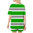 thumbnail image 3 of Abomasnow Lounge Sets for Women Casual Short Sleeve Crew Neck T-Shirts and Elastic Waist Shorts 2 Piece Stripe Print Pajama Outfits, 3 of 6