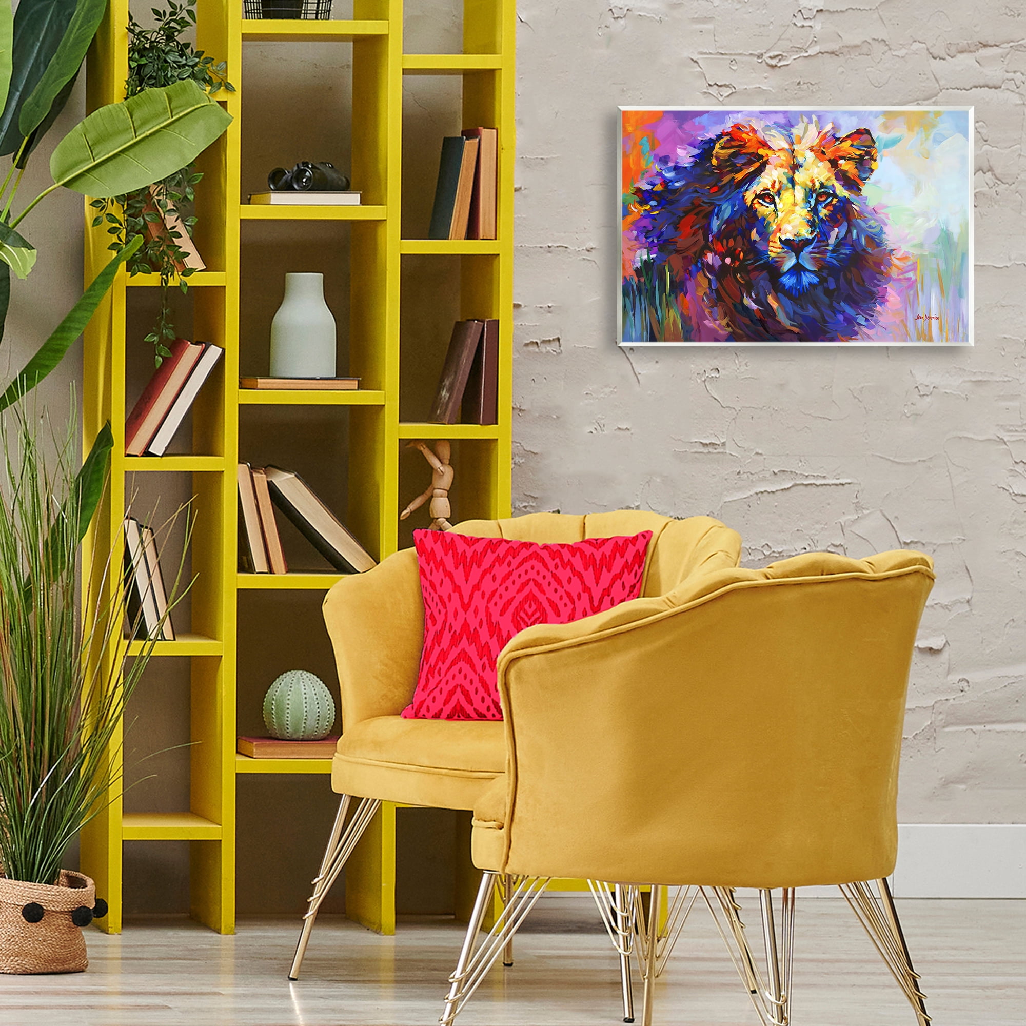 Stupell Industries Paint Strokes Lion Animals & Insects Painting Unframed Art Print Wall Art, 19 x 13