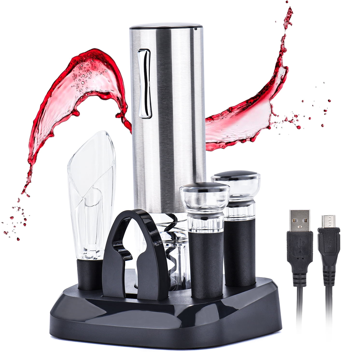 Electric Wine Opener Set, Wine Opener with Charging Base, Vacuum
