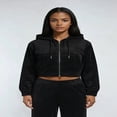 thumbnail image 2 of Forever 21 Velour Zip-Front Hoodie & Pant Set, Color- Black, Size- L, 2 of 7
