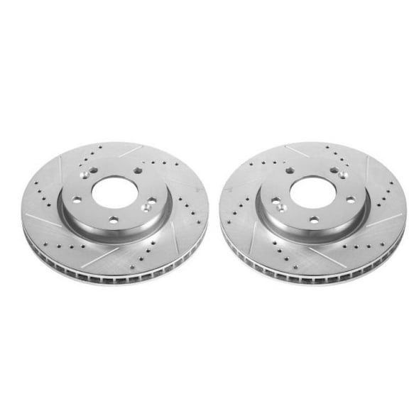 Power Stop Front Pair of Drilled and Slotted Brake Rotors JBR1520XPR Fits 2011 Kia Soul