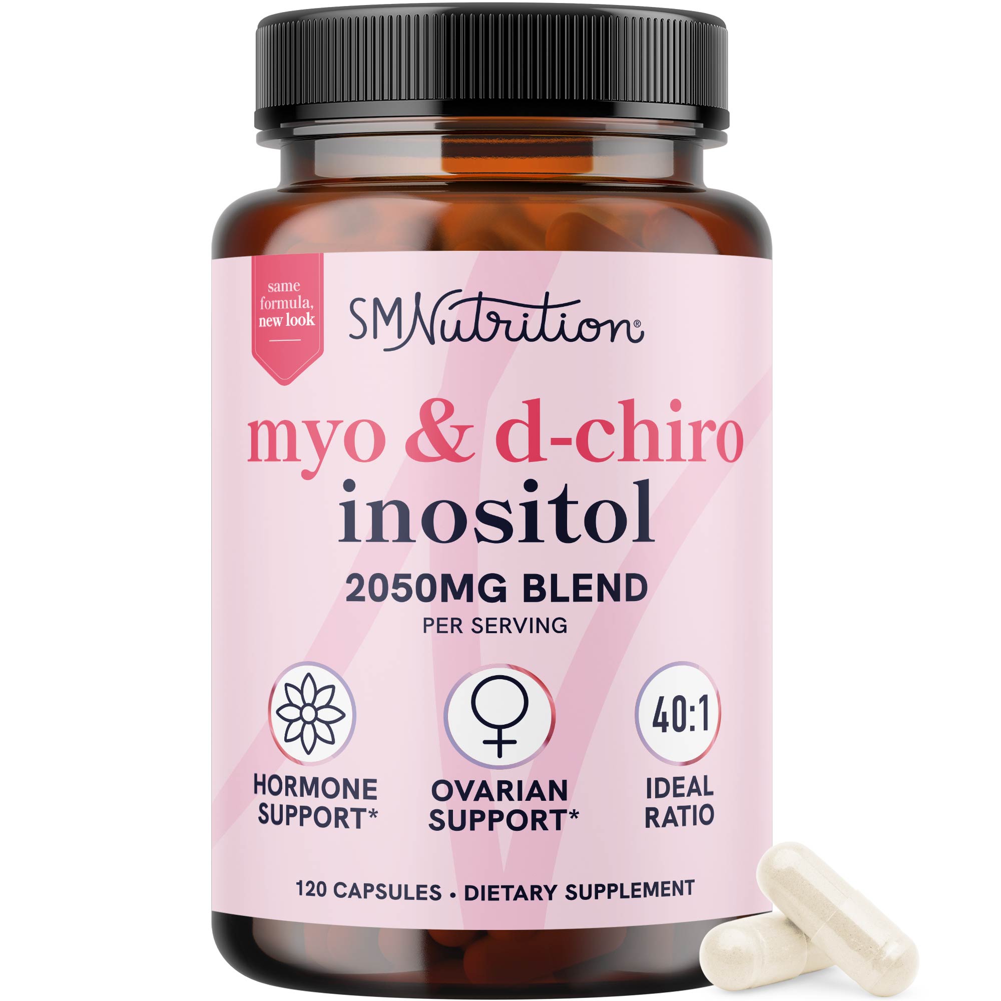 Myo-Inositol & D-Chiro Inositol for Menstrual Cycle, Fertility & Ovarian Health Support | 40:1 Ratio | 120 Ct
