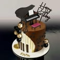 thumbnail image 5 of Piano Theme Cake Decoration Set - Happy Birthday Insert Card Music Note Black Gold Elegant Baking Accessories, 5 of 7
