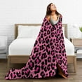 thumbnail image 5 of Leopard Print Fleece Blanket Flannel Warm Fuzzy Cozy Super Soft Throw Blankets for Couch Sofa Chair Car Camp Bed Queen Decor (, Pink) Pink, 5 of 7