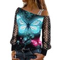 thumbnail image 1 of Mujeres moda manga larga camisas casuales fuera del hombro pulóver blusas Pompotops FGAJ18433, 1 of 5
