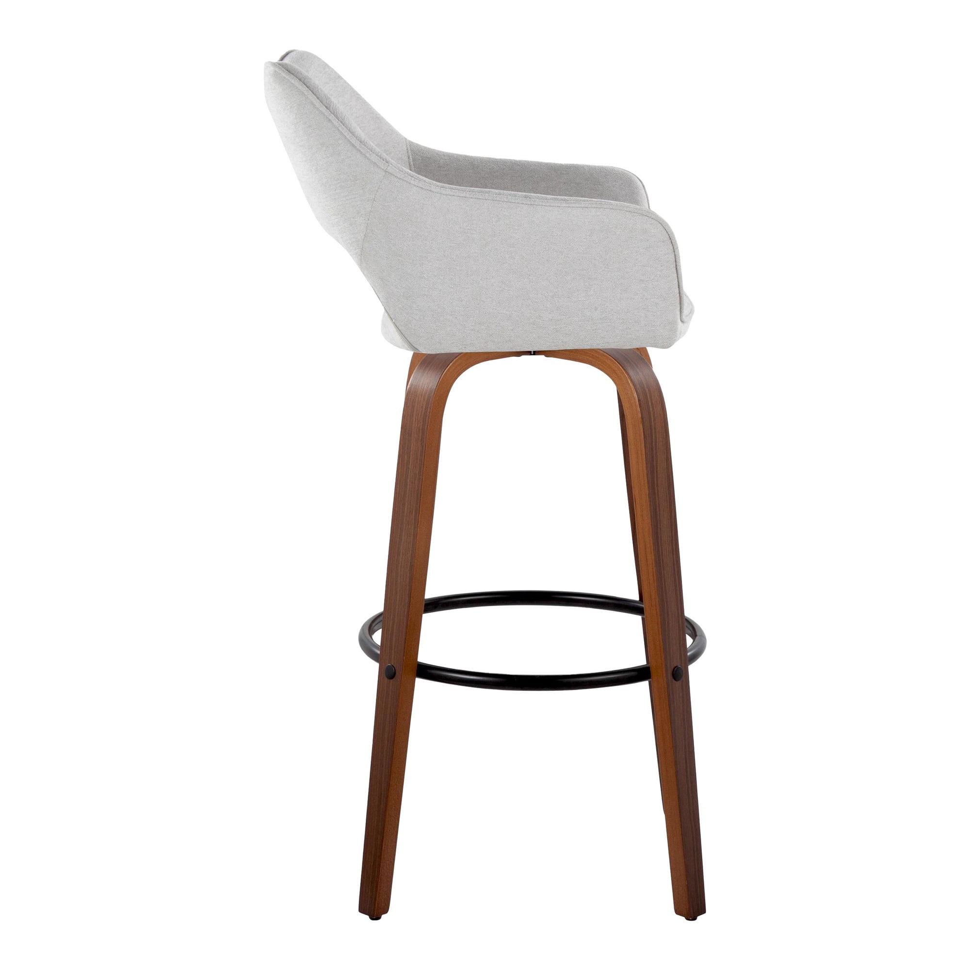 Mustang 30" Fixed-Height Barstool Set of 2, Bar Stools Swivel, Bar Chairs, Swivel Bar Stools Set of 2 with Back, Bar Stools for Kitchen Island (Grey Fabric)