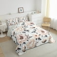 thumbnail image 3 of Manfei Vintage Peony Queen Comforter Set, Tropical Floral Flower Bedding Sets, Garden Blossoms Bedding Comforter Set, Pink Orange White, Reversible 3pcs, 3 of 8