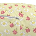 thumbnail image 3 of Ladybug Pouf Cover with Zipper, Bugs and Flourishing Daisies Pattern Pastel Colored Illustration, Soft Decorative Fabric Unstuffed Case, 30" W X 17.3" L, Pale Yellow White, by Ambesonne, 3 of 5