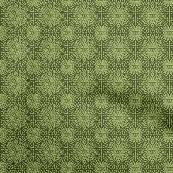 oneOone Cotton Poplin Green Fabric Asian Ornamental Sewing Fabric By The Yard Printed Diy Clothing Sewing Supplies 42 Inch Wide