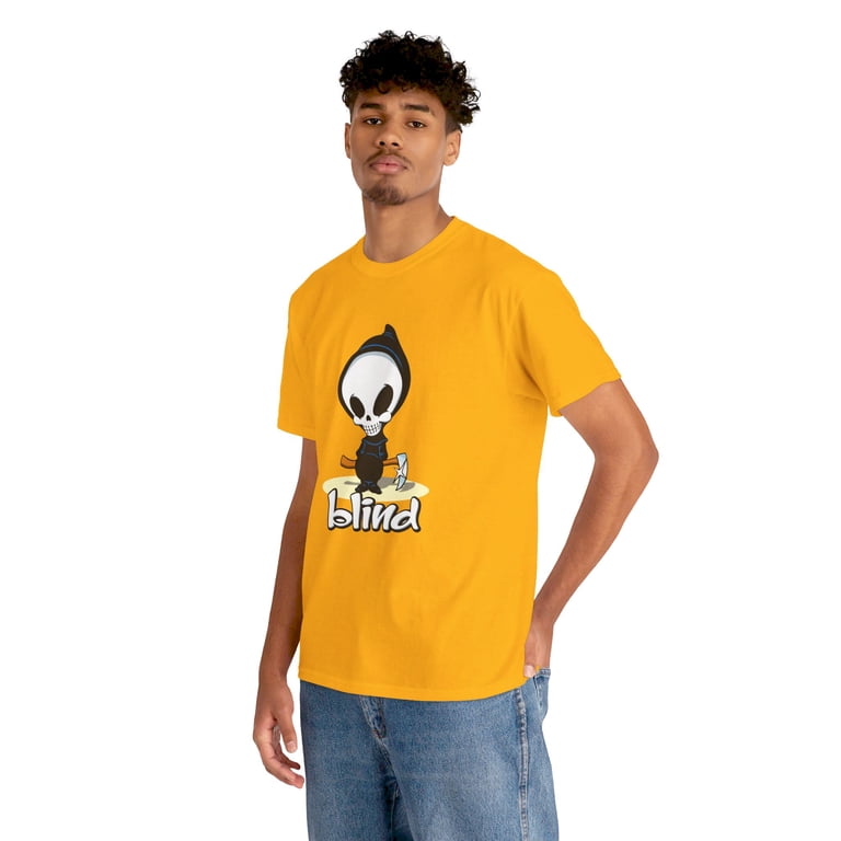 T-shirt Blind Homme XL – Blanc, Logo Imprimé, Thème Skateboard, Motif Faucheuse