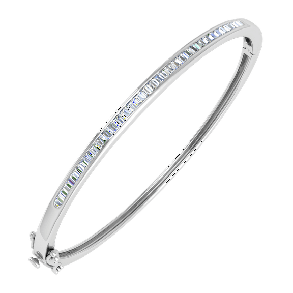 1 1/4 Carat Channel Set Diamond Womens Bangle Bracelet in 14K White Gold (I1-I2 Clarity)