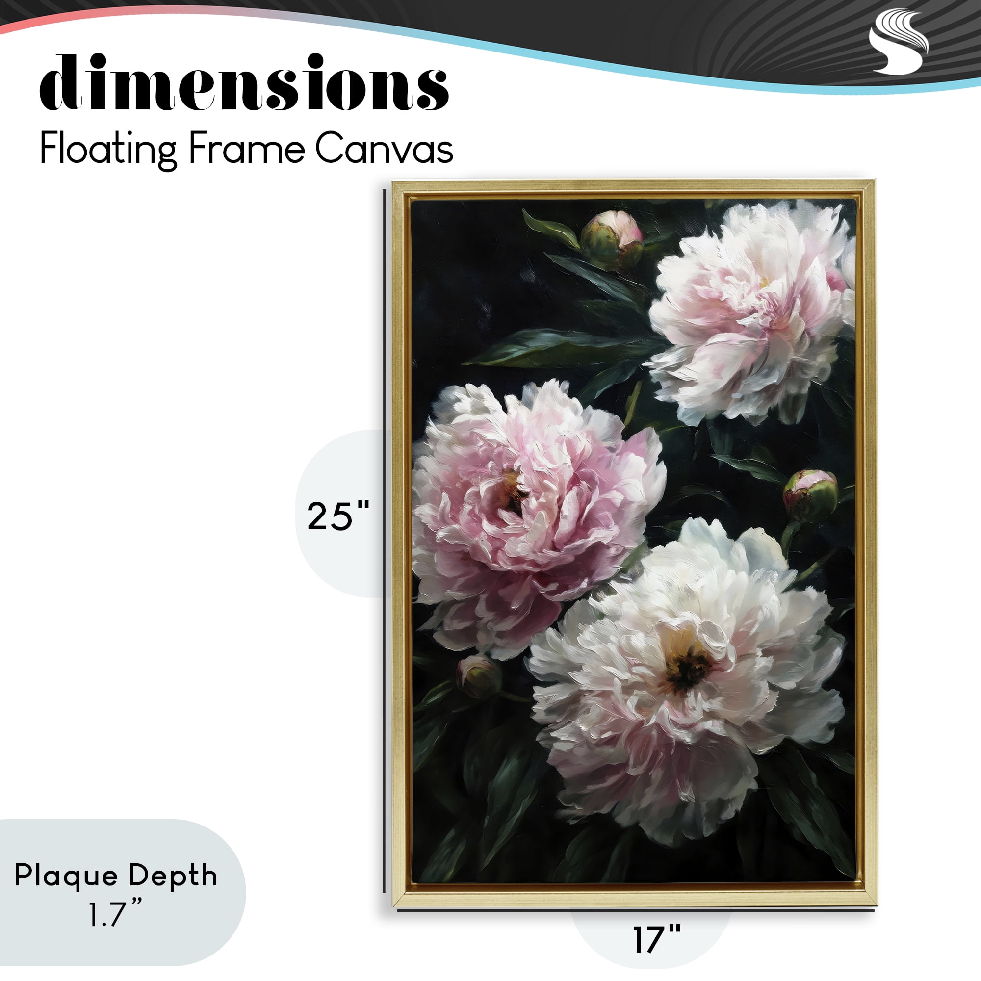Stupell Industries Soft Pink Peony Garden Gold Framed Floater Canvas Wall Art, design by Petal Prints Design